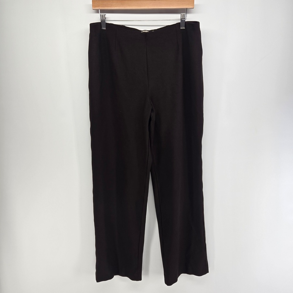 Coldwater Creek Pull On Pants Women 14 Brown Classic Fit Straight Leg Stretch